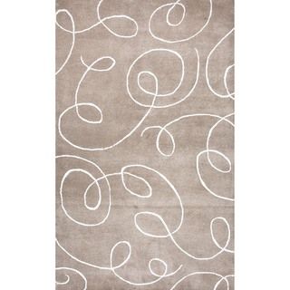Transitional Beige/ Brown Wool/ Silk Tufted Area Rug (96 x 136)