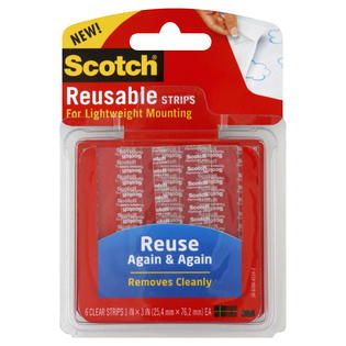 Scotch Reusable Strips, for Lightweight Mounting, 6 strips   Office
