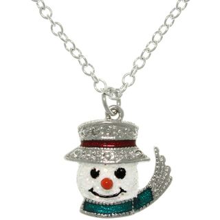CGC Pewter Enamel Frosted Snowman Charm Necklace