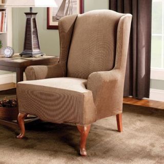 Sure Fit Stretch Stripe Wing Chair T Cushion Slipcover