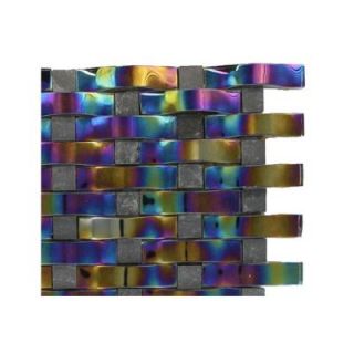 Splashback Tile Contempo Curve Rainbow Black Glass Mosaic Floor and Wall Tile   3 in. x 6 in. x 8 mm Tile Sample R4C3 GLASS MOSAIC TILE