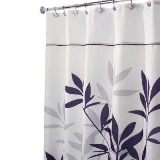 interDesign Leaves Stall Size Shower Curtain in Black and Gray 35623