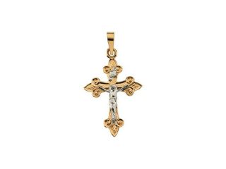 14K Yellow/White Gold Two Tone Crucifix Pendant   Necklaces & Pendants
