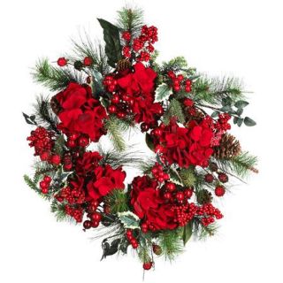 22" Hydrangea Holiday Wreath