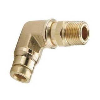 Parker Male Elbow,90 Degrees Swivel, Push to Connect, Brass, 169PMT 4 2
