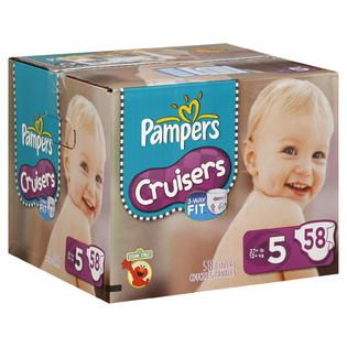 Pampers  Cruisers Diapers, Size 5 (27+ lb), Sesame Street, 58 diapers