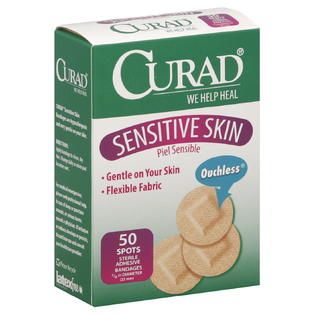 Curad Bandages, Adhesive, Ouchless, Sensitive Skin, 50 bandages