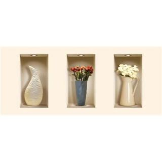 Nisha 069 3D Effect Tall Vases With Flowers Wall Decal