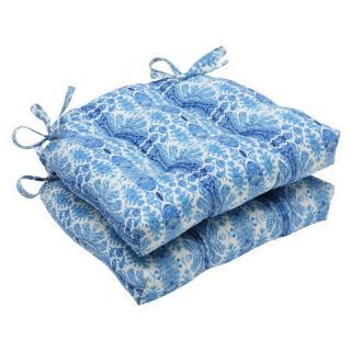 Pillow Perfect Rue Sapphire Reversible Chair Pads   Set of 2   Blue