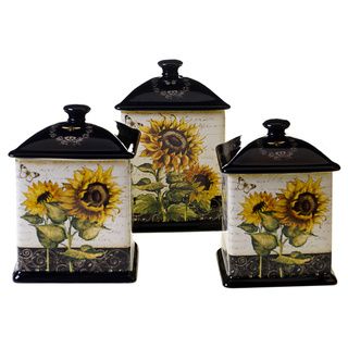 Certified International French Sunflowers 3 piece Canister Set