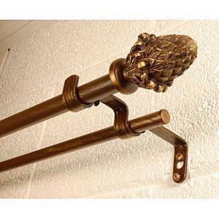 BCL Pine Cone Double Curtain Rod Set, Antique Gold Finish, 48   86