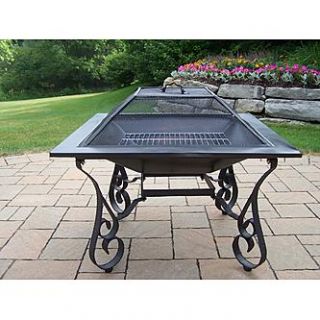 Oakland Living Victoria 33 inch Square Fire pit with Grill and Spark