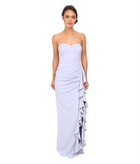 badgley mischka strapless side ruffle gown lilac