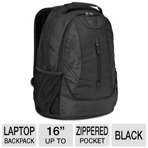 Targus T22 3600 16 Ascend Backpack   Water Bottle Holder, Zippered Pocket, Padded Laptop Compartment and Shoulder Strap, Black