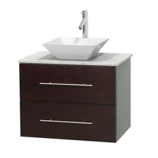 Wyndham Collection Centra 30 in. Vanity in Espresso with Marble Vanity Top in Carrara White and Porcelain Sink WCVW00930SESCMD2WMXX