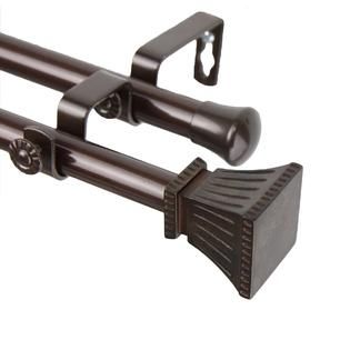 Rod Desyne Trumpet Double Curtain Rod 48 84 inch   Cocoa   Home   Home