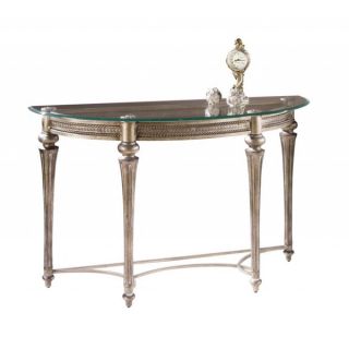 Galloway Traditional Wrought Iron Glass top Demilune Table