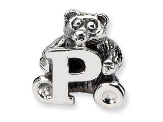 925 Sterling Silver Kids Bear Letter P Alphabet Bead