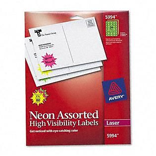 Avery Neon Pink Preprinted Garage Sale Price Labels   Office Supplies