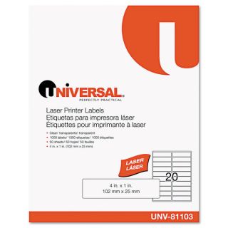 Universal One Clear Laser Printer Permanent Labels (Box of 1000