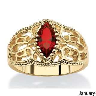 PalmBeach Marquise Cut Birthstone Filigree Ring in 14k Gold Plated