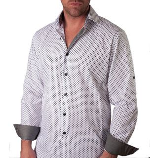 Mens Andriano White Swiss Dots Button front Shirt