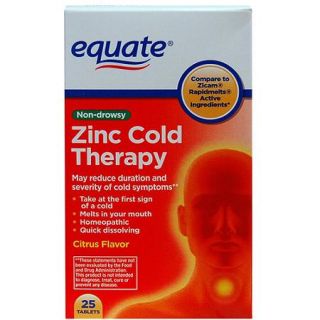 Equate Zinc Cold Therapy Citrus Flavor Tablets, 25 count