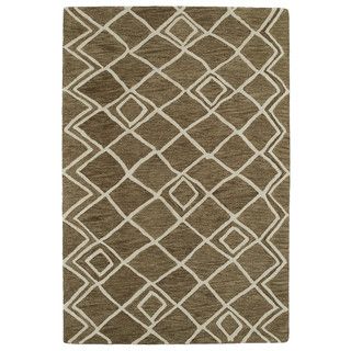 Hand tufted Utopia Lucca Brown Wool Rug (96 x 136)