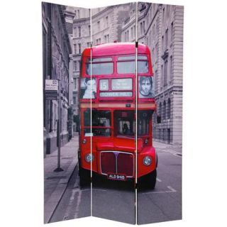 Oriental Furniture 70.88'' x 47'' Double Decker Bus 3 Panel Room Divider