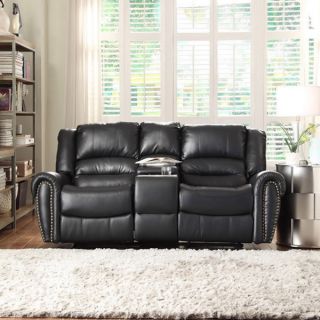 TRIBECCA HOME Isaac Bonded Leather Double Glider Reclining Loveseat