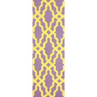 nuLoom Hand hooked Purple/ Gold Wool blend Runner Rug (26 x 8