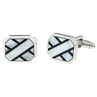 Stainless Steel Cuff Links with Shell Accent   Jewelry   Mens Jewelry