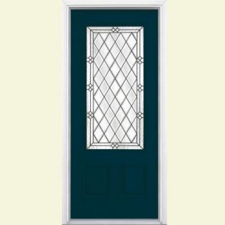 Masonite 36 in. x 80 in. Halifax Three Quarter Rectangle Painted Smooth Fiberglass Prehung Front Door with Brickmold 30988