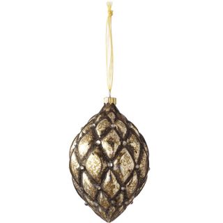 Sage & Co 5.5 inch Gold Glass Tufted Drop Christmas Ornament (Pack of