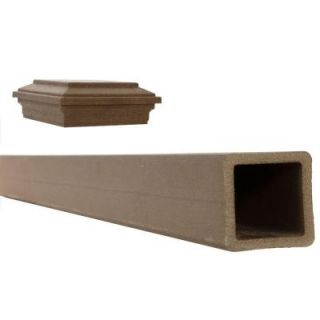 Trex Seclusions 5 in. x 5 in. x 9 ft. Saddle Brown Wood Plastic Composite Fence Post with Crown Post Cap SDPCC050509