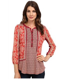 Lucky Brand Scarf Print Henley Red Multi