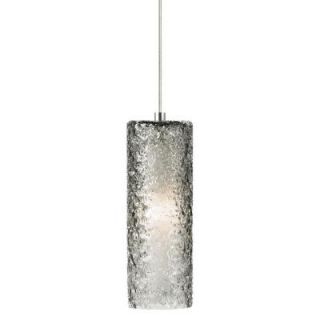 LBL Lighting Mini Rock Candy Cylinder 1 Light Satin Nickel LED Mini Pendant with Smoke Shade HS547SMSCLEDS830MPT