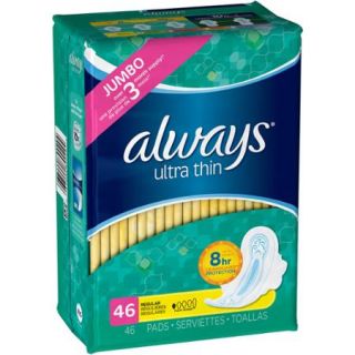 Always Ultra Thin Pads with Wings, 46 count