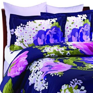 Isaac Mizrahi Purple Cotton Sateen 6 piece Queen size Comforter Set