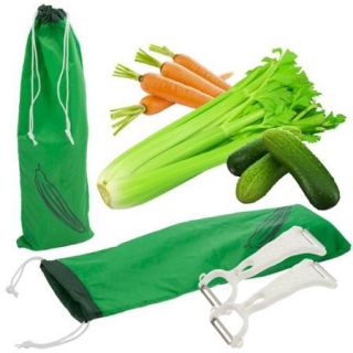 2 Celery Saver Vegetable Storage Bag + 2 Potato Peeler Green Fresh Crisp Produce