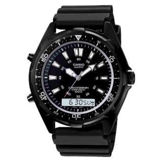 Mens Casio Analog Digital Dive Style Stainless Steel Watch   Black