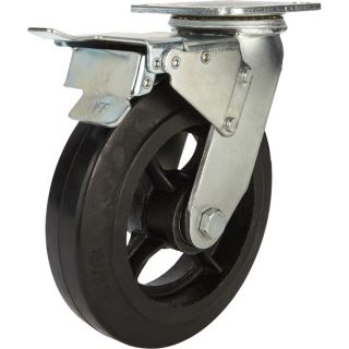 Strongway 8in. Heavy-Duty Swivel Rubber Caster with Brake — 800-Lb. Capacity  500   999 Lbs.