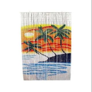 Island Sunset Painted Bamboo Curtain Room Divider