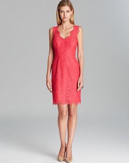 Shoshanna Dress   Rose Sleeveless Double V Neck Lace Sheath