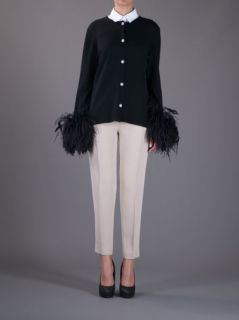 Louis Feraud Vintage Feather Cuffs Cardigan