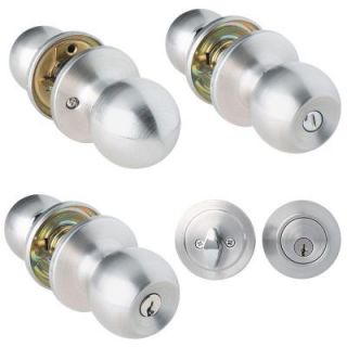 Global Door Controls 11 Pieces Brushed Chrome Sterling Plus Ball Knob Combo Pack with 3 Passage, 4 Privacy, 2 Entry and 2 Deadbolts GLS BAL 626 3422