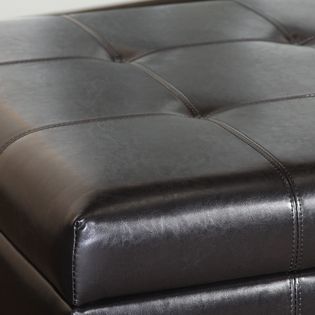 Richmond Espresso Leather Storage Ottoman