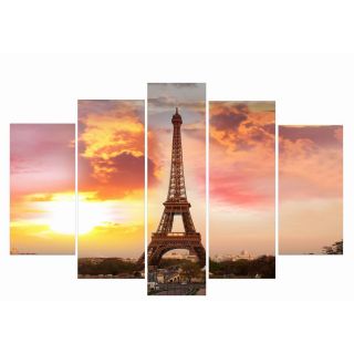 Elementem Photography Eiffel Tower 5 Piece Photographic Print on