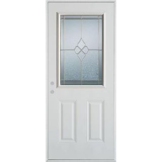 Stanley Doors 32 in. x 80 in. Geometric Zinc 1/2 Lite 2 Panel Prefinished White Right Hand Inswing Steel Prehung Front Door 1040S S 32 R Z
