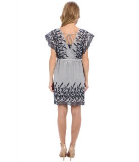 TWO by Vince Camuto Cotton Striping Emb. Dress
